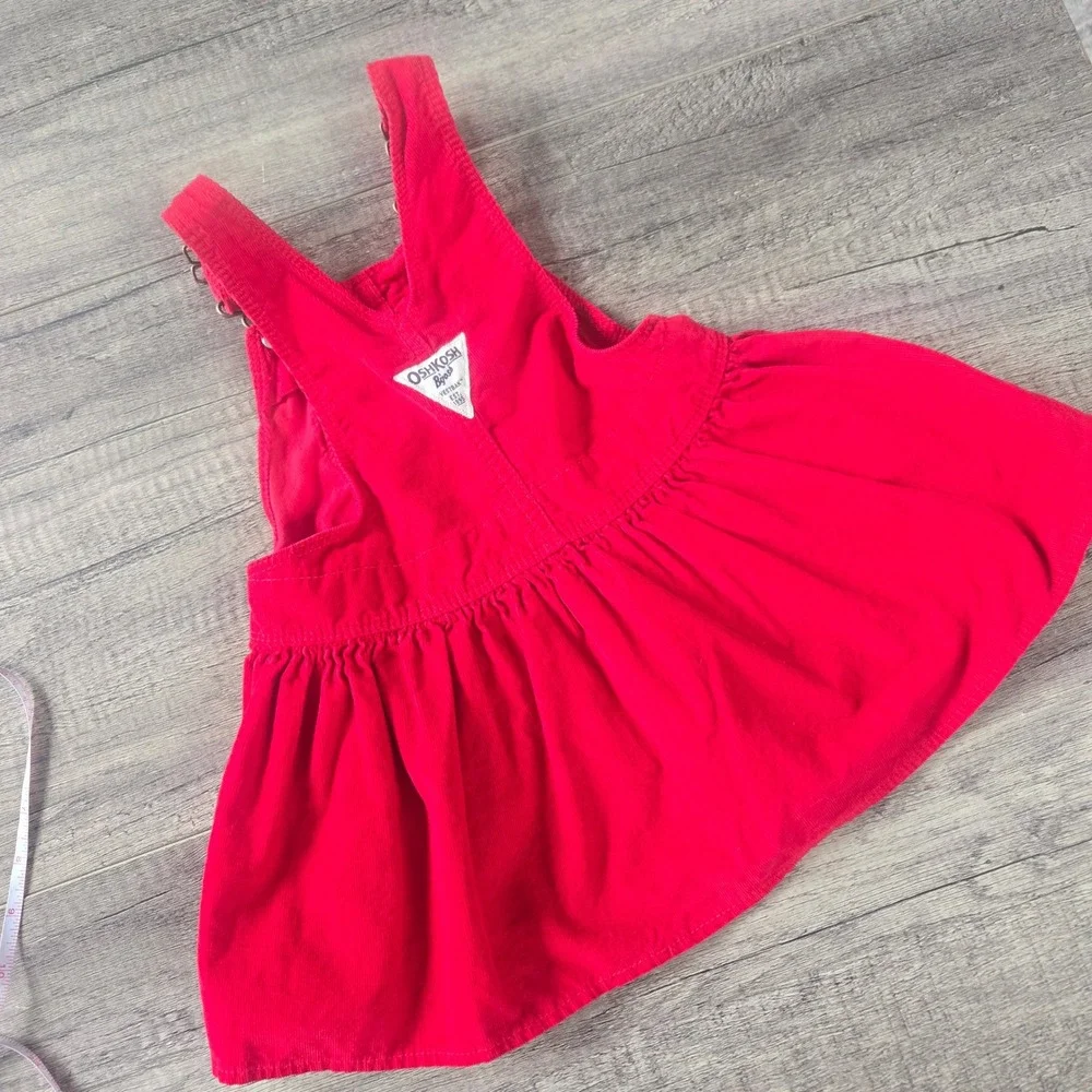 OshKosh Bgosh Red Corduroy Overall Jumper Dress Toddler 24M Vestbak Classic